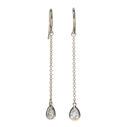 Tiffany 18K Yellow Gold Elsa Peretti Diamonds by the Yard Pear Shape Drop Earrings 1 of 4