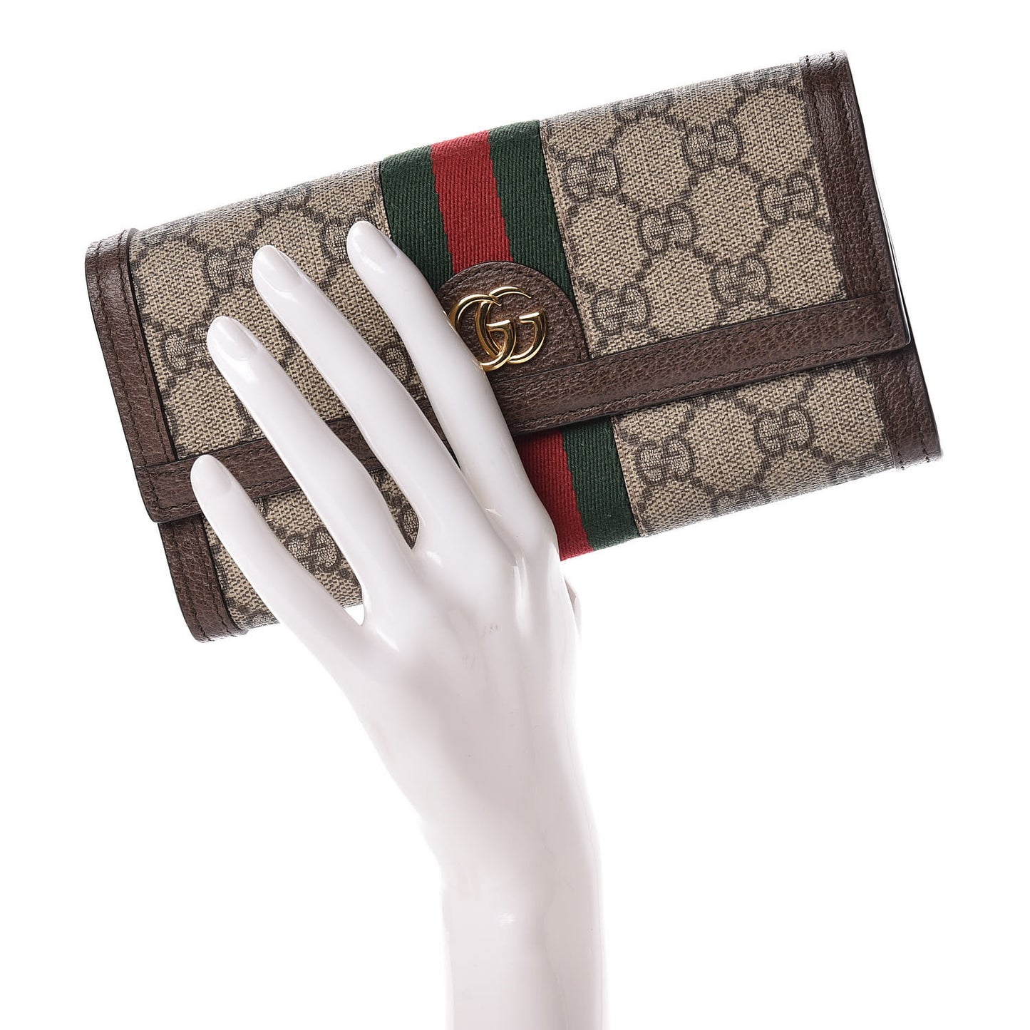 GG Supreme Monogram Web Ophidia Continental Wallet Brown