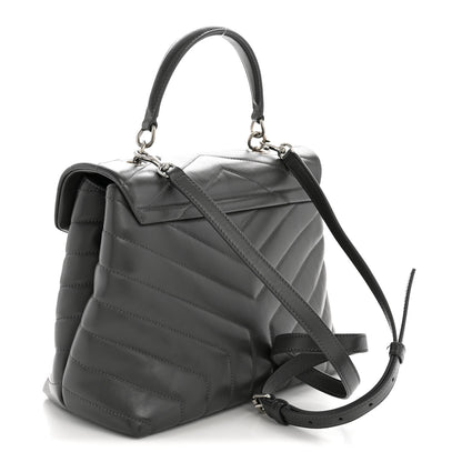 Saint Laurent Calfskin Y Quilted Monogram Medium LouLou Satchel Storm 3 of 13