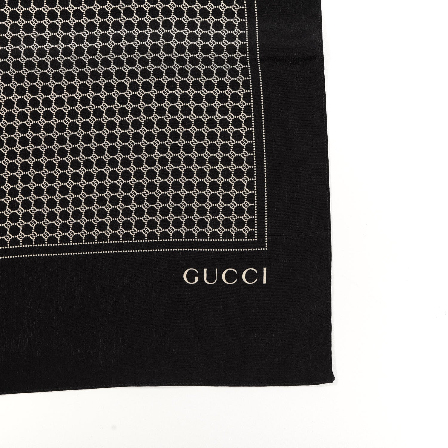 Gucci Silk Interlocking GG Scarf Black White 3 of 3