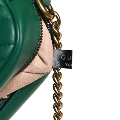 Gucci Calfskin Matelasse Small GG Marmont Chain Shoulder Bag Emerald Green 8 of 13