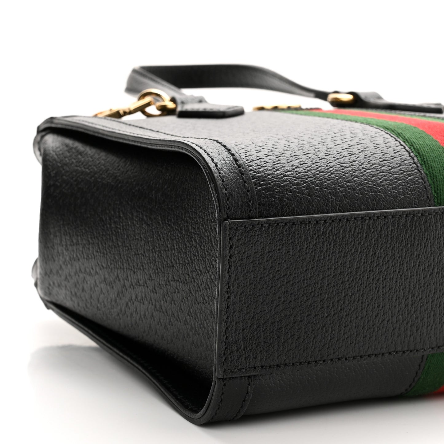 Textured Calfskin Web Small Ophidia Tote Bag Black
