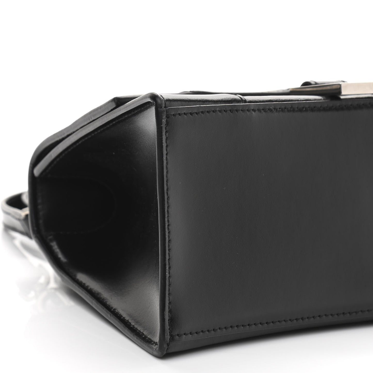 Shiny Box Calfskin Graffiti Logo Small Hourglass Top Handle Bag Black Silver