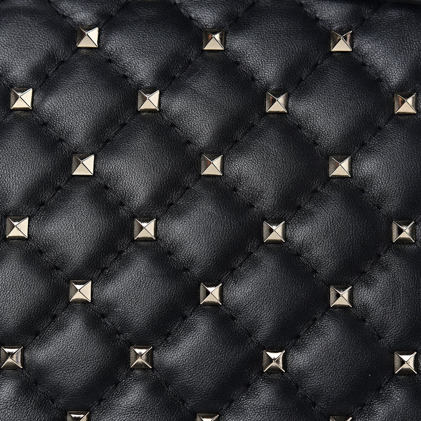 Lambskin VLTN Print Medium Rockstud Spike Shoulder Bag Black