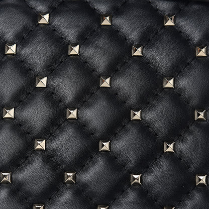 Valentino Garavani Lambskin VLTN Print Medium Rockstud Spike Shoulder Bag Black 14 of 16