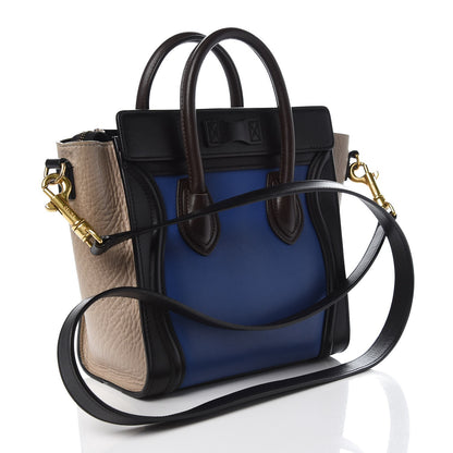 Celine Smooth Calfskin Bullhide Nano Tri-Color Luggage Indigo 3 of 7