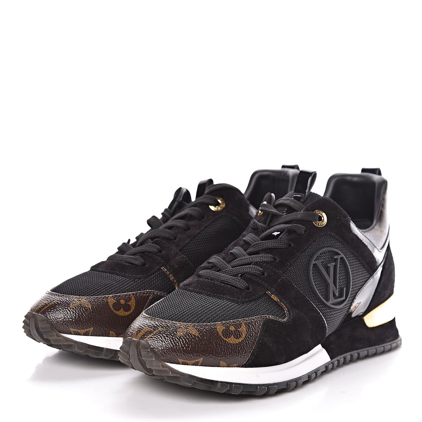 Suede Monogram Run Away Sneakers 40 Black