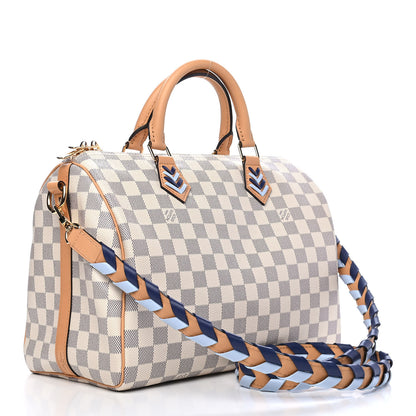 Louis Vuitton Damier Azur Braided Speedy Bandouliere 30 Blue 3 of 11