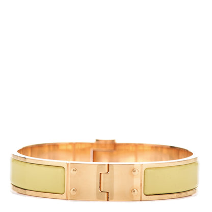 Hermes Enamel Charniere Uni Narrow Hinged Bracelet S Jaune D'Or 3 of 6