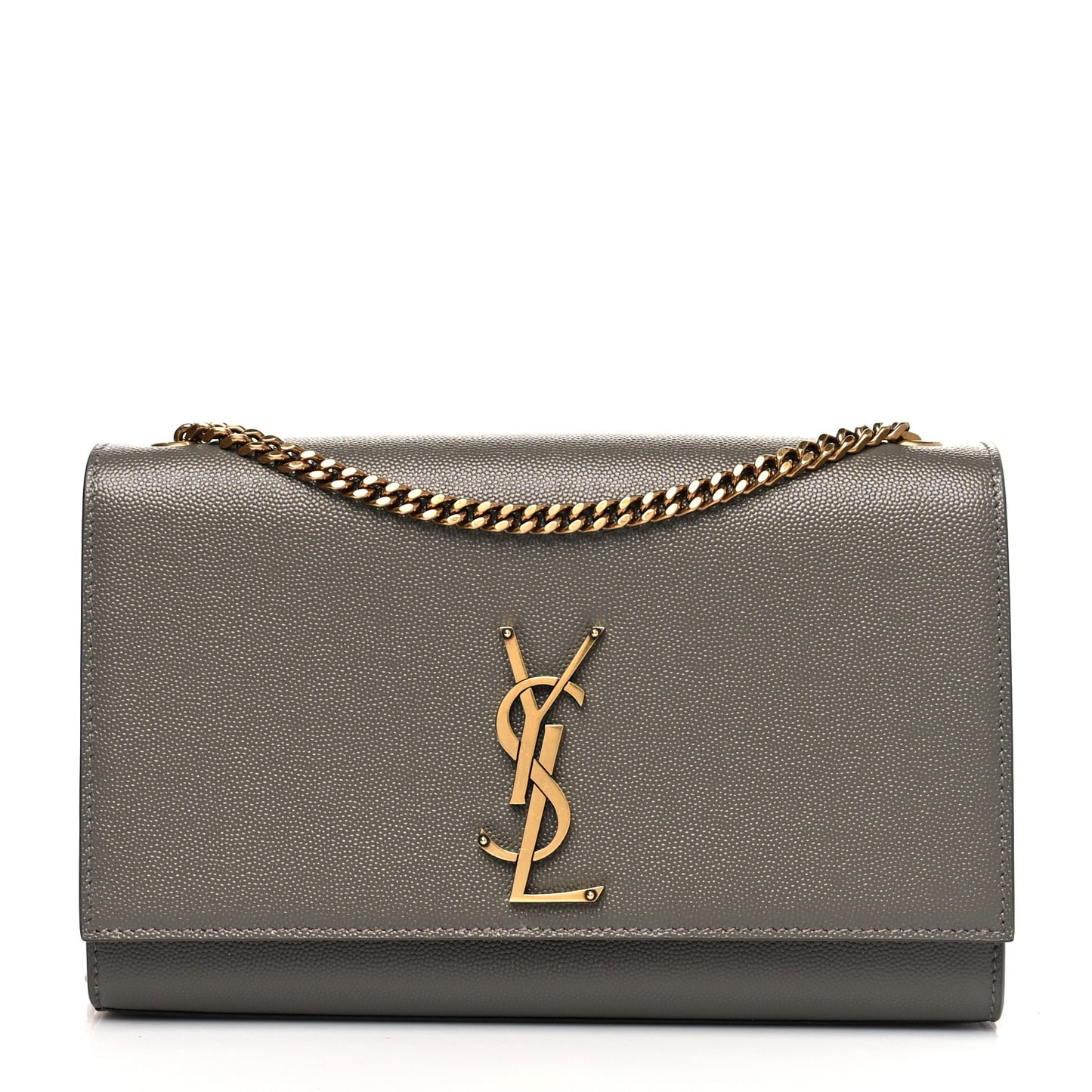 Grain De Poudre Medium Classic Monogram Kate Satchel Earth Grey