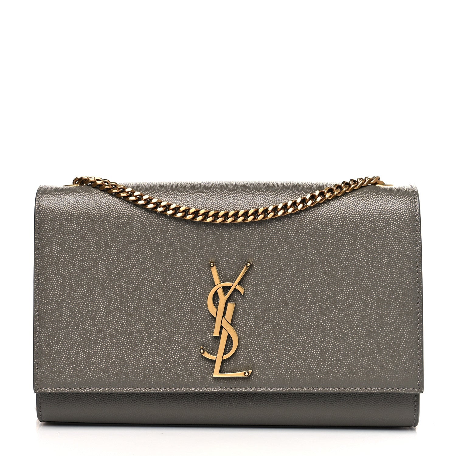 Saint Laurent Grain De Poudre Medium Classic Monogram Kate Satchel Earth Grey 1 of 11
