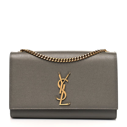 Saint Laurent Grain De Poudre Medium Classic Monogram Kate Satchel Earth Grey 1 of 11