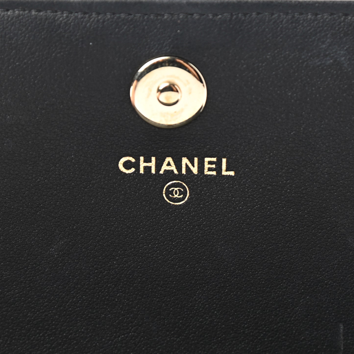 Metallic Goatskin Lambskin Boy Wallet on Chain WOC Black Gold
