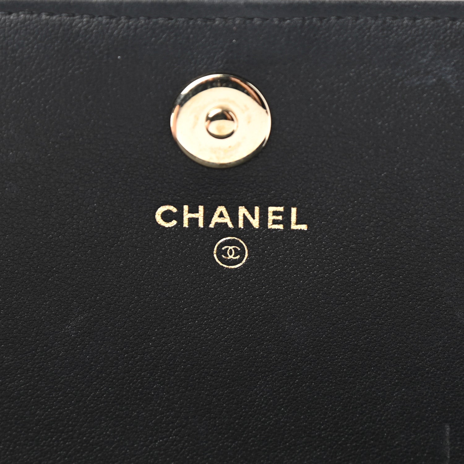 Chanel Metallic Goatskin Lambskin Boy Wallet on Chain WOC Black Gold 7 of 15
