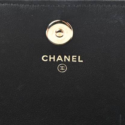 Chanel Metallic Goatskin Lambskin Boy Wallet on Chain WOC Black Gold 7 of 15