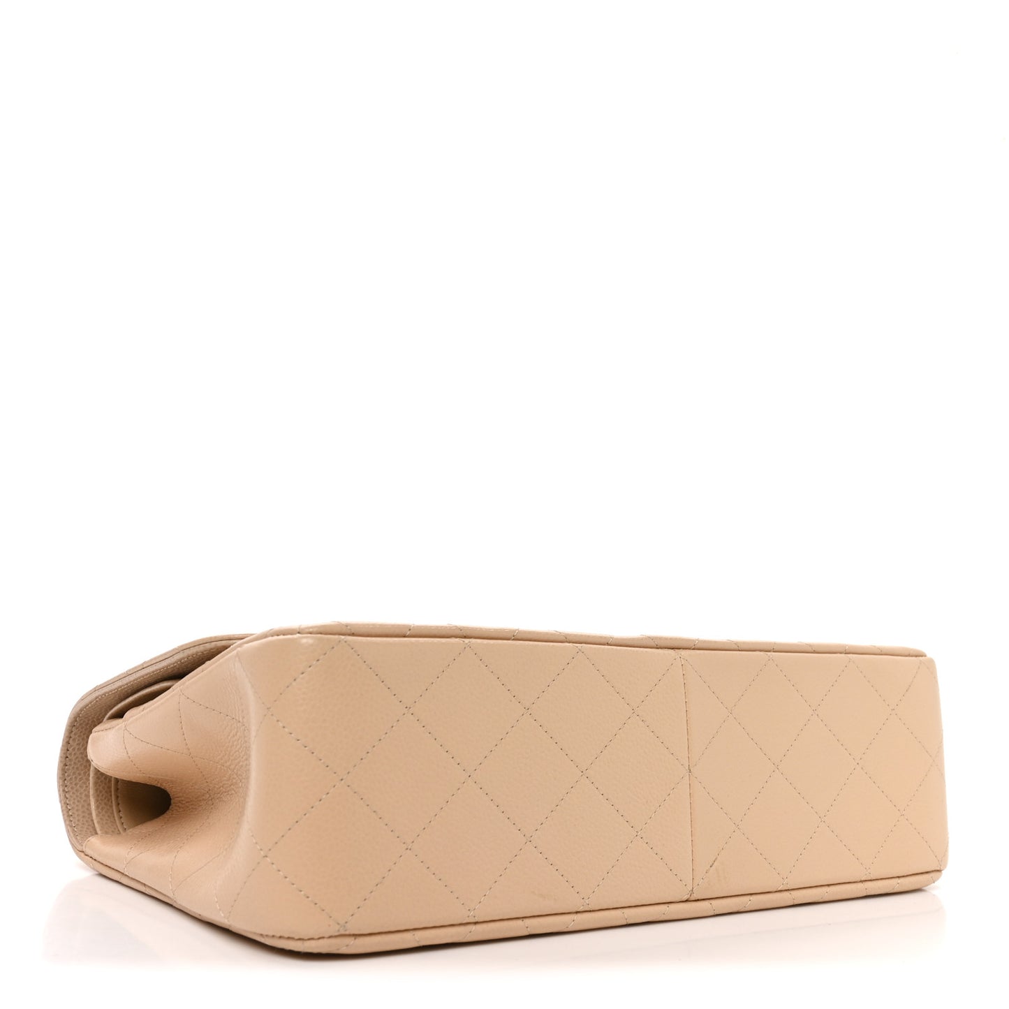 Caviar Quilted Jumbo Double Flap Beige Clair