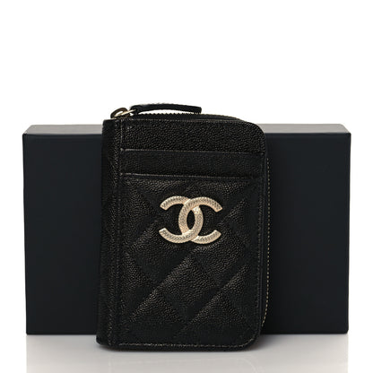 Chanel Caviar Quilted Studded CC Zip Card Holder Black 9 of 9