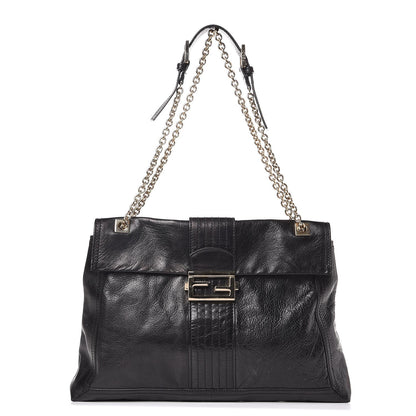Fendi Vitello Acqua Maxi Baguette Shoulder Bag Black 1 of 9