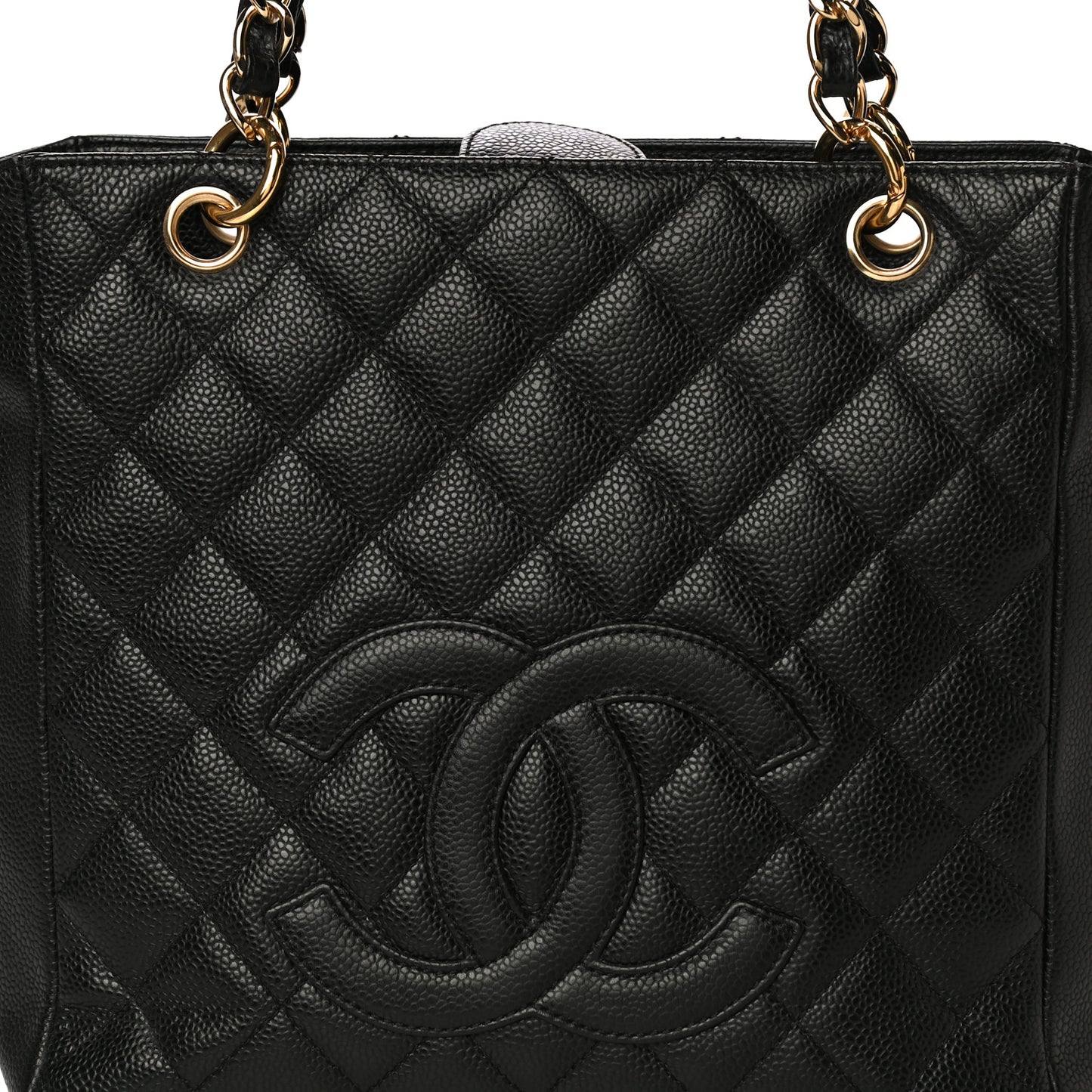 Caviar Quilted Petit Shopping Tote PST Black