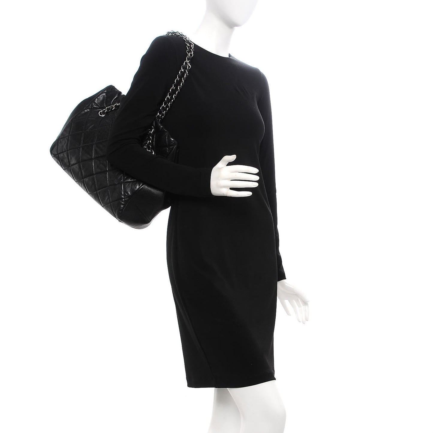 Soft Caviar Quilted Large Cells Tote Black