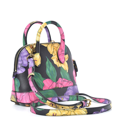Balenciaga Smooth Calfskin Lush Floral Print XXS Ville Top Handle Bag Black Multicolor 2 of 10
