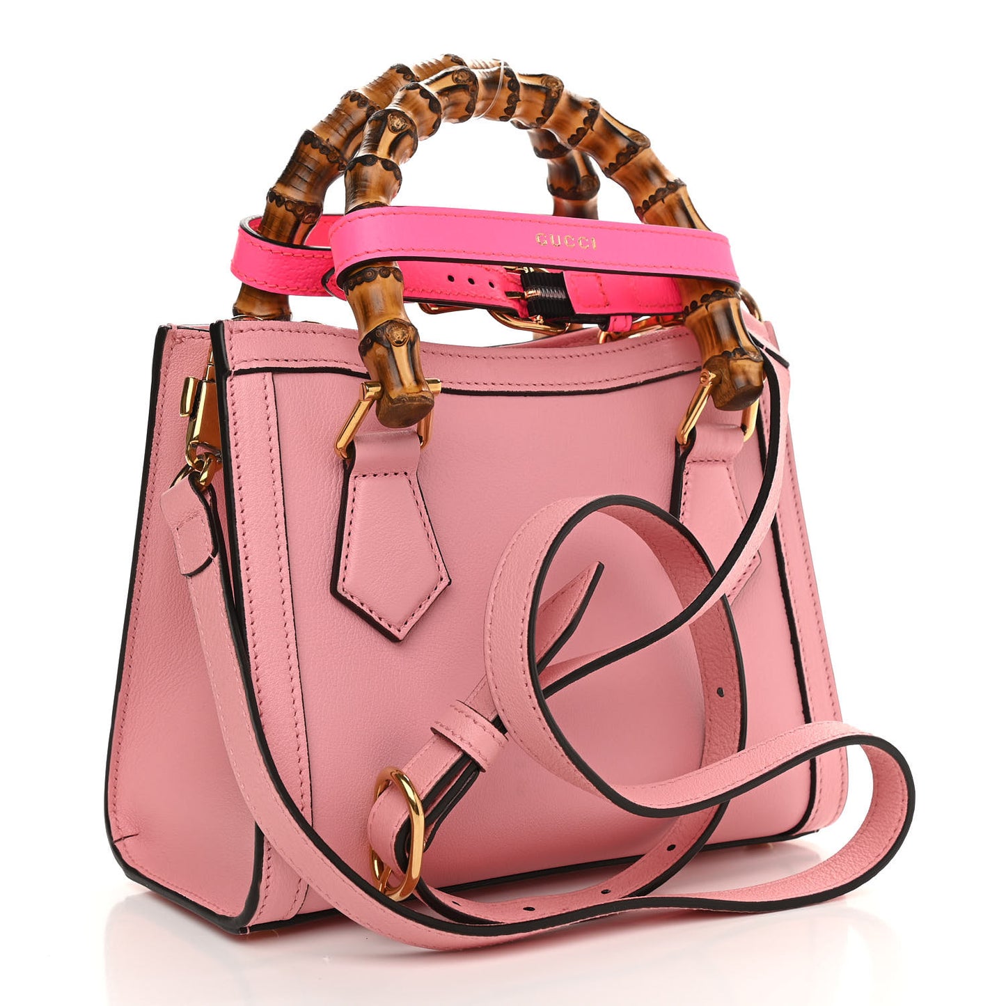 Wonka Grain Calfskin Mini Diana Tote Bag Wild Rose Fuxia Fluo
