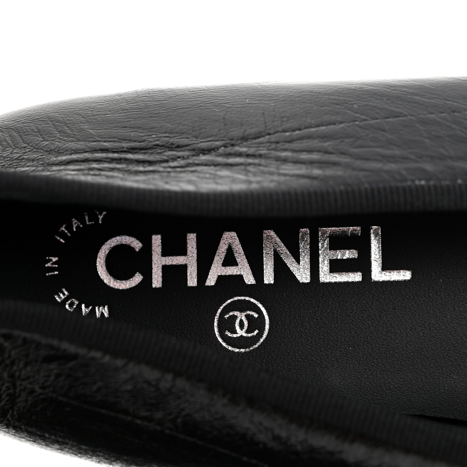 Chanel Crumpled Shiny Lambskin Cap Toe CC Ballerina Flats 39 Black White 8 of 9