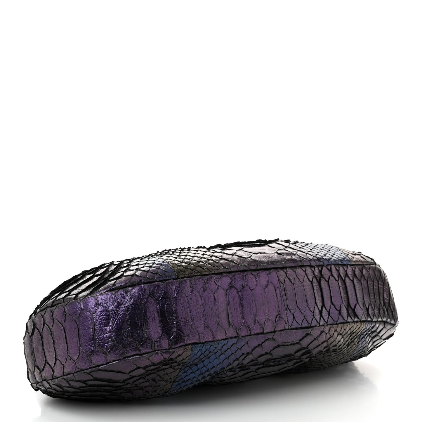 Metallic Snakeskin Kisslock Frame Chain Bag Purple Multicolor