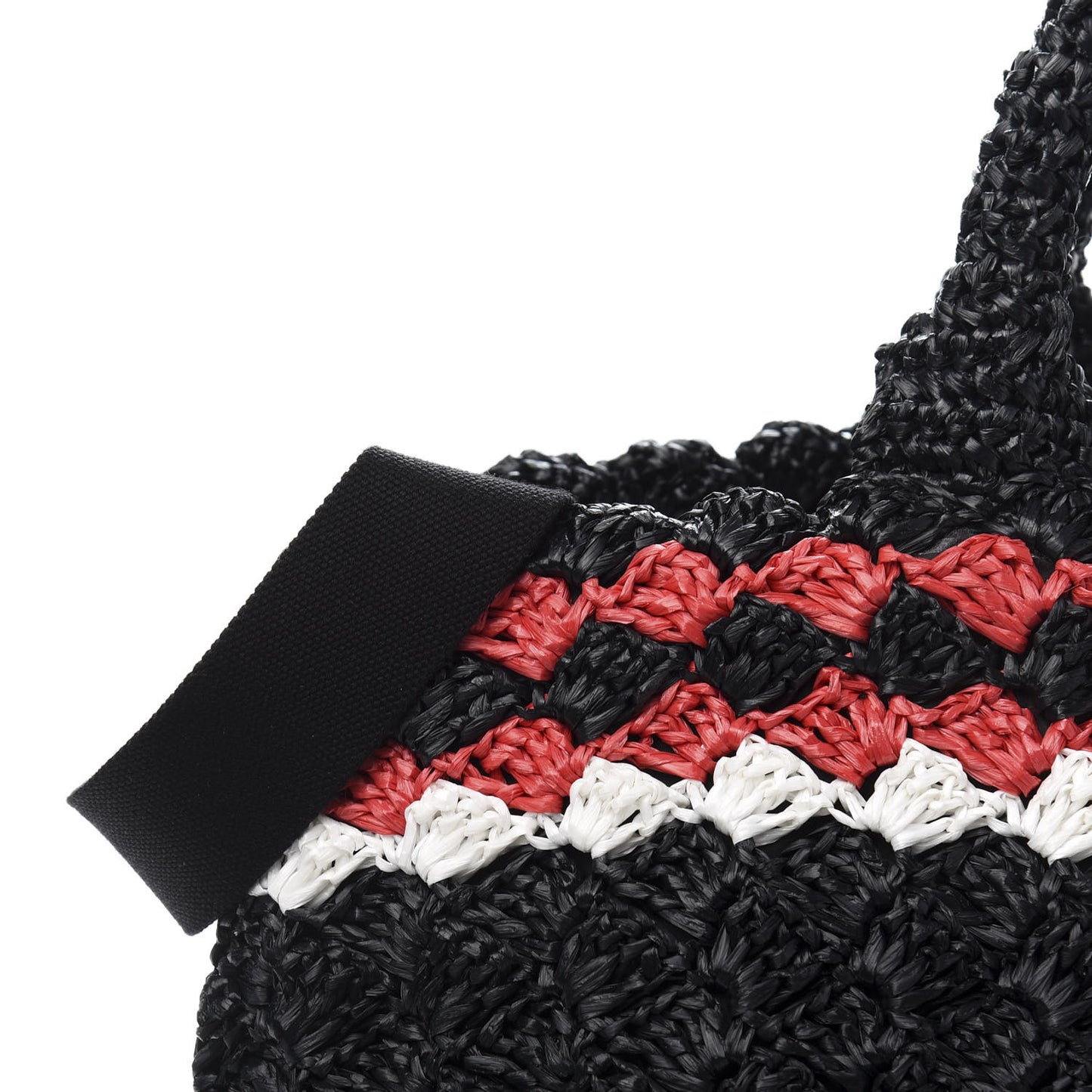 Raffia Crochet Colorblock Large Giardiniera Tote Black Fuoco
