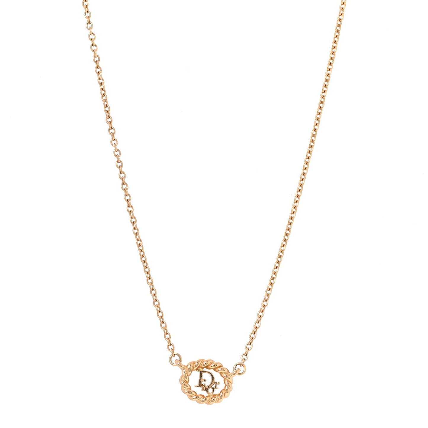 Metal CD Logo Round Pendant Necklace Gold