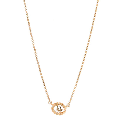 Christian Dior Metal CD Logo Round Pendant Necklace Gold 1 of 4