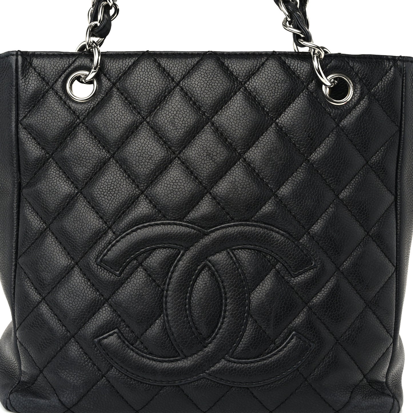 Caviar Quilted Petit Shopping Tote PST Black