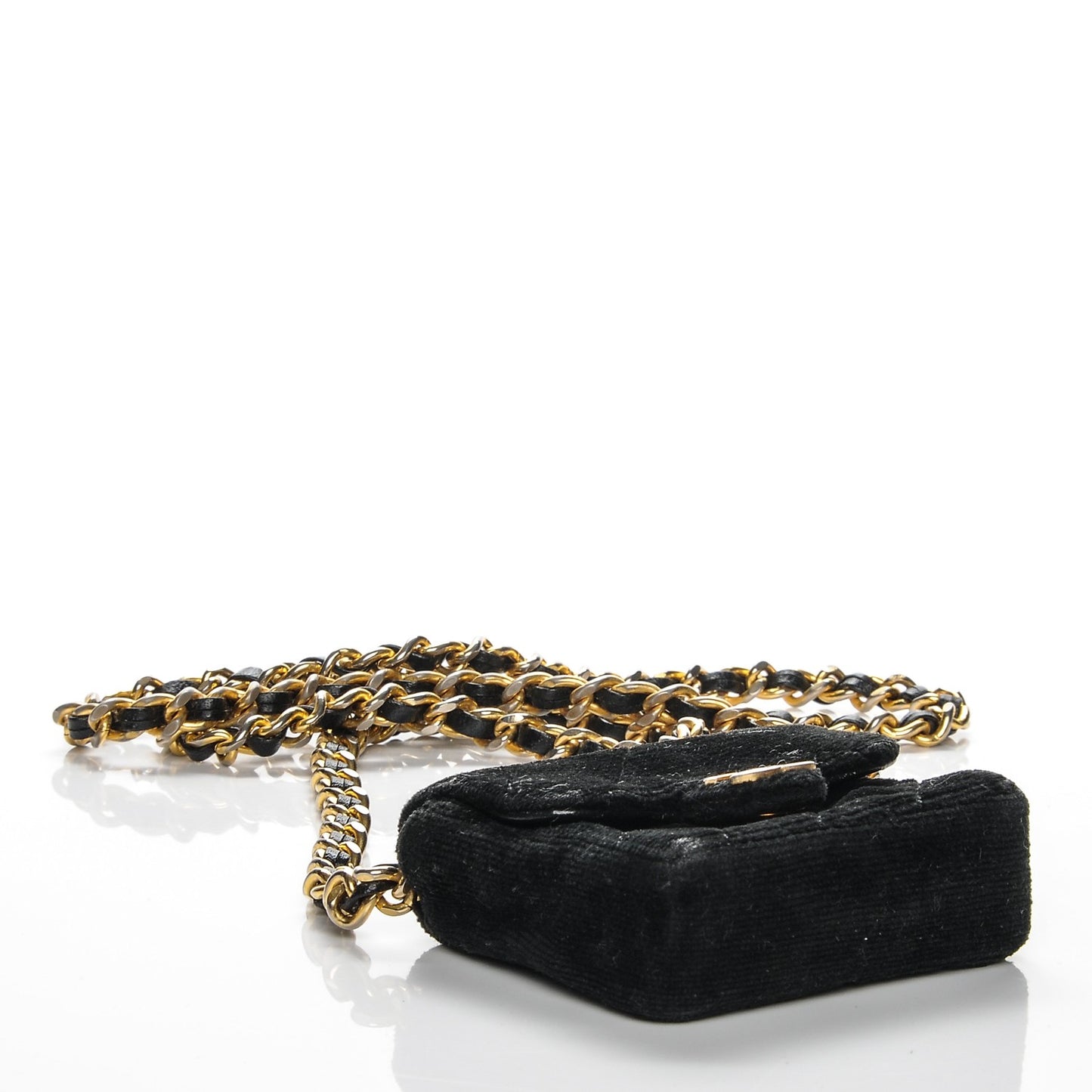 Velvet Quilted Micro Mini Flap Black