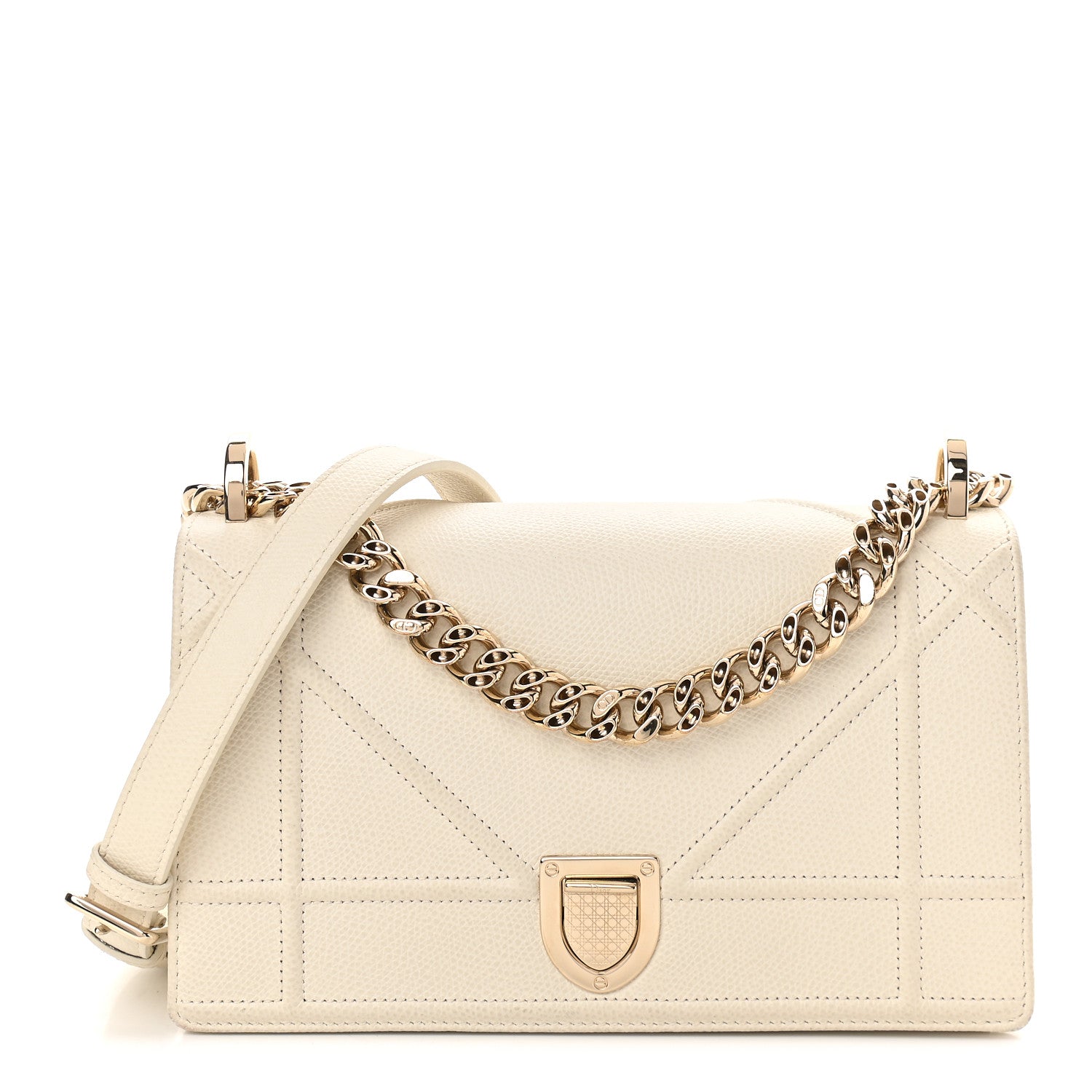 Christian Dior Grained Calfskin Cannage Small Diorama Flap Bag Off White 1 of 9