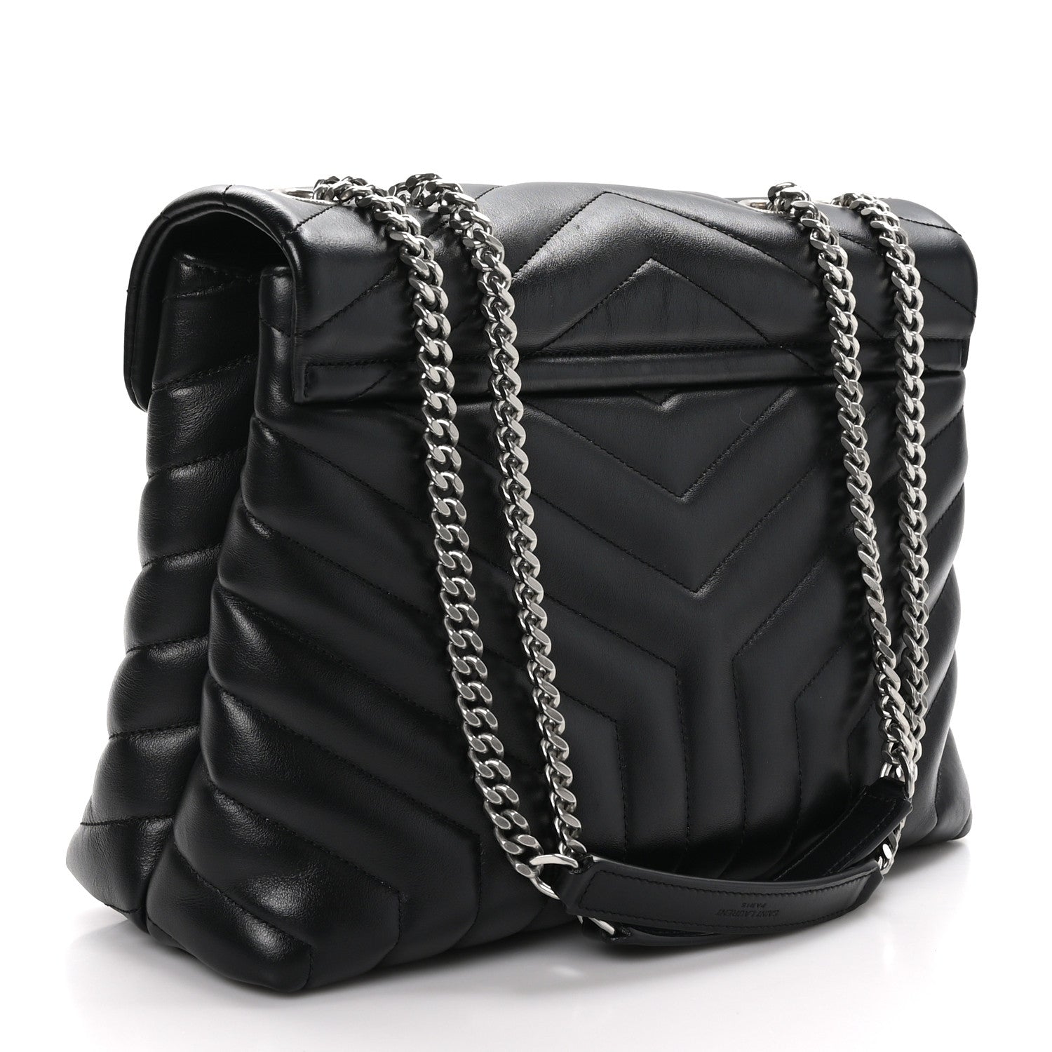 Saint Laurent Calfskin Y Quilted Monogram Medium Loulou Chain Satchel Black 3 of 12