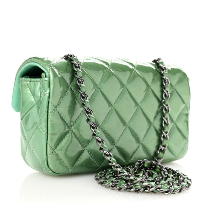 Chanel Patent Quilted Extra Mini Flap Green 3 of 11
