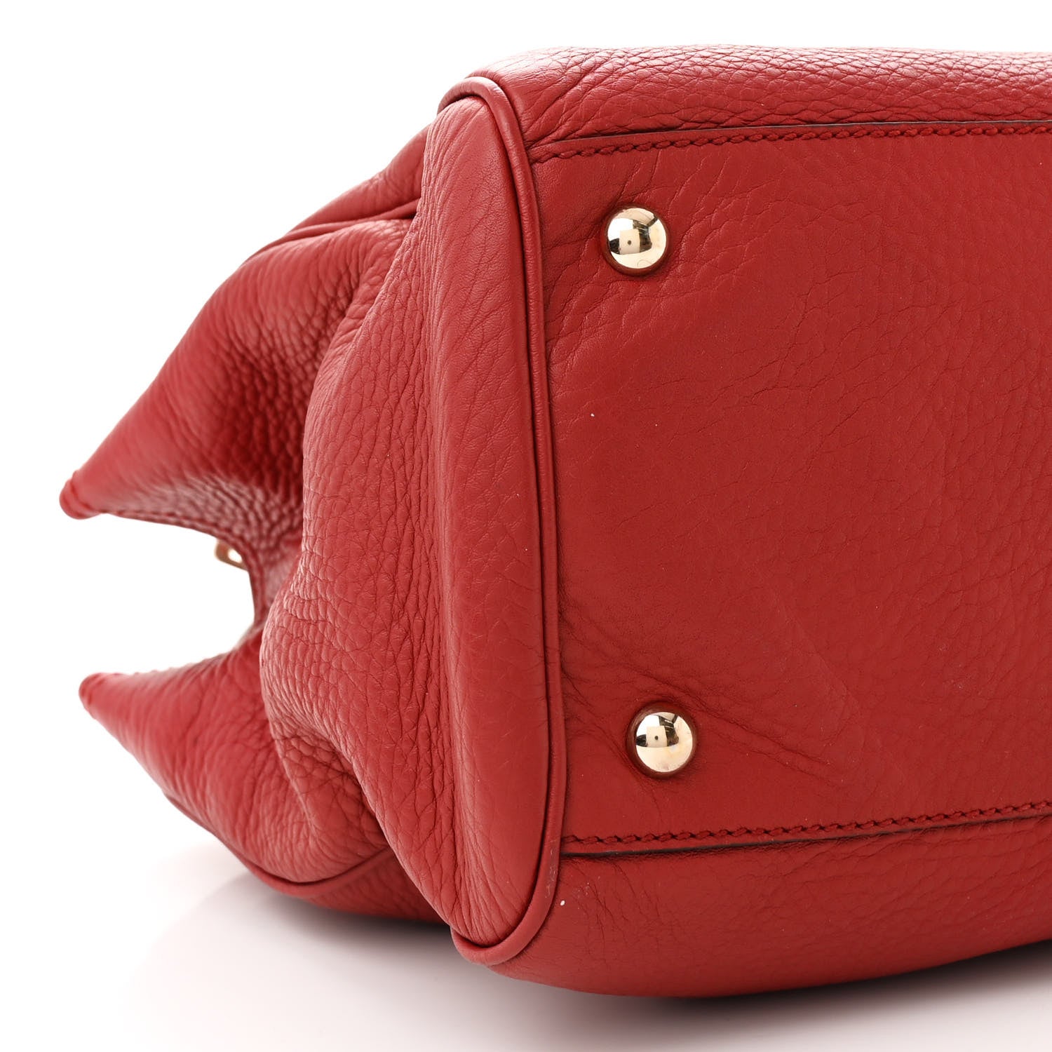 Gucci Pebbled Calfskin Medium Bamboo Shopper Tote Red 10 of 13