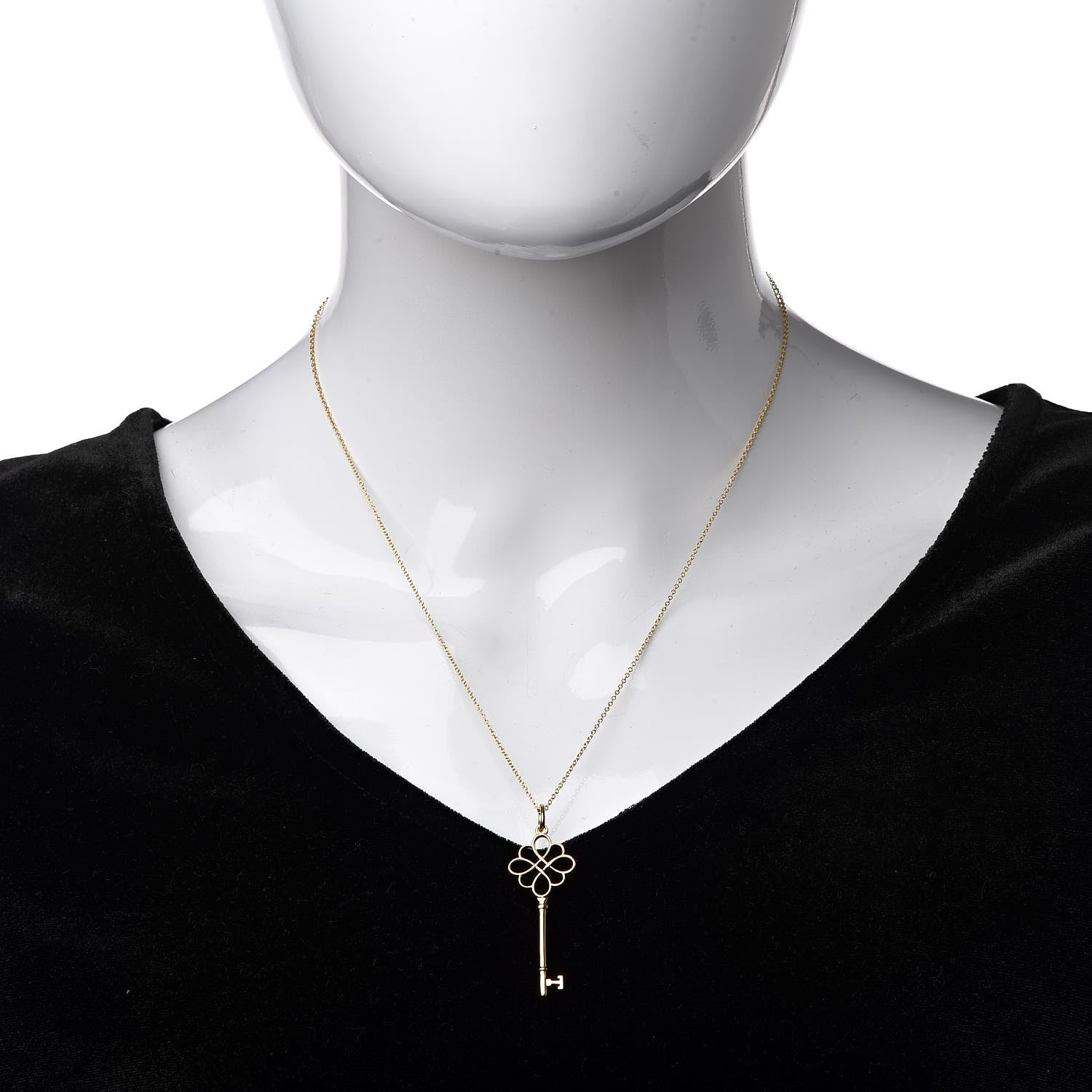 Tiffany 18K Yellow Gold Knot Key Pendant Necklace 2 of 7