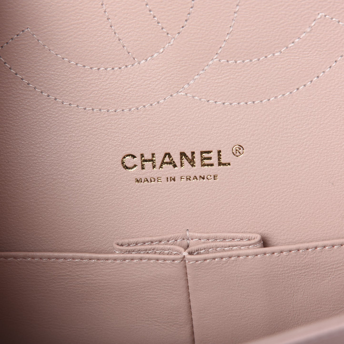 Calfskin Chevron Quilted Jumbo Double Flap Light Pink