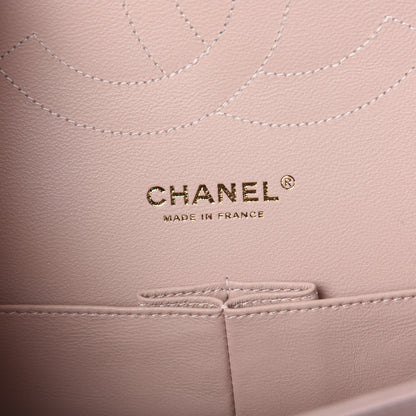 Chanel Calfskin Chevron Quilted Jumbo Double Flap Light Pink 5 of 10