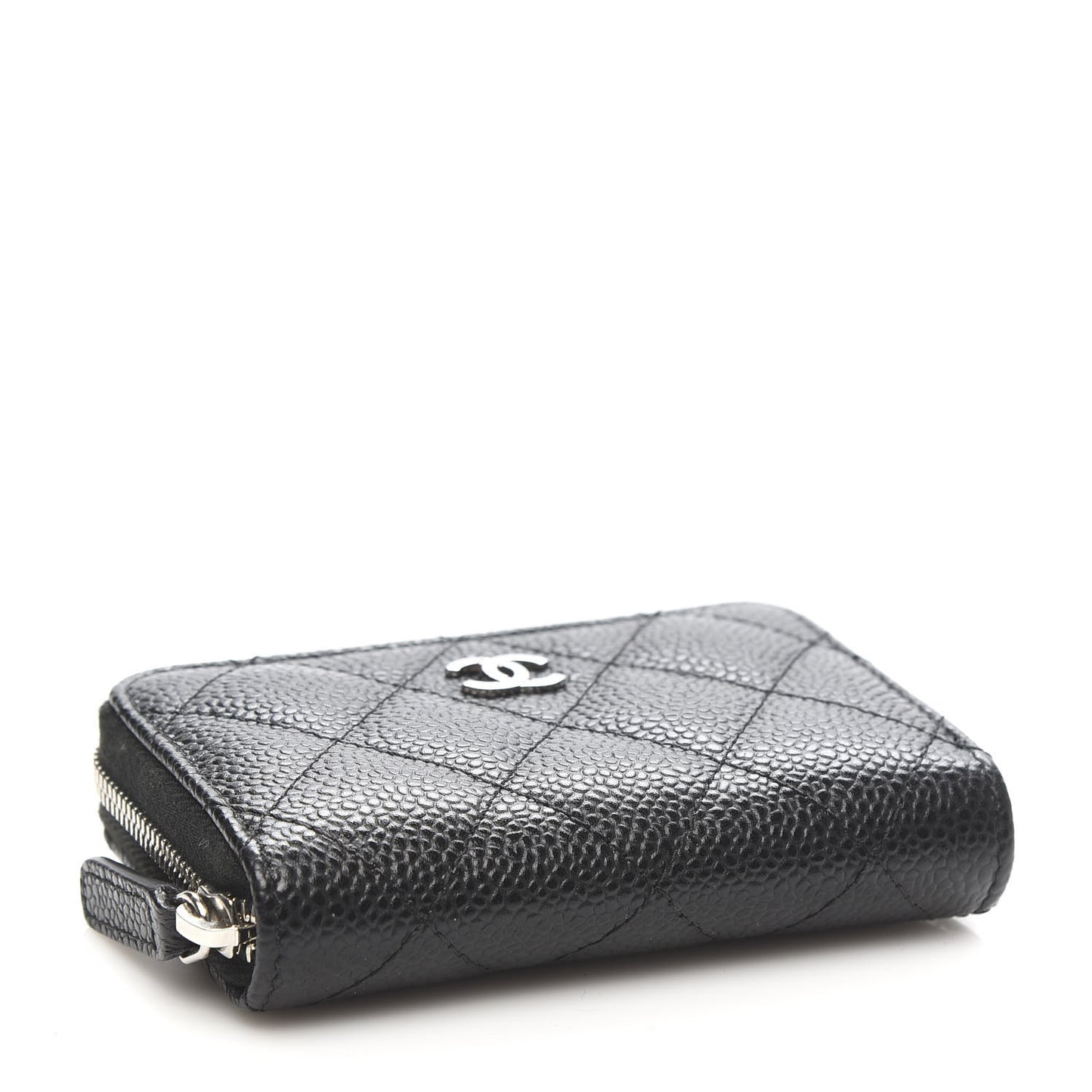 Caviar Quilted Zip Coin Purse Black