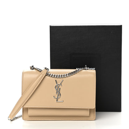 Saint Laurent Calfskin Monogram Sunset Chain Wallet Nude Powder 13 of 13