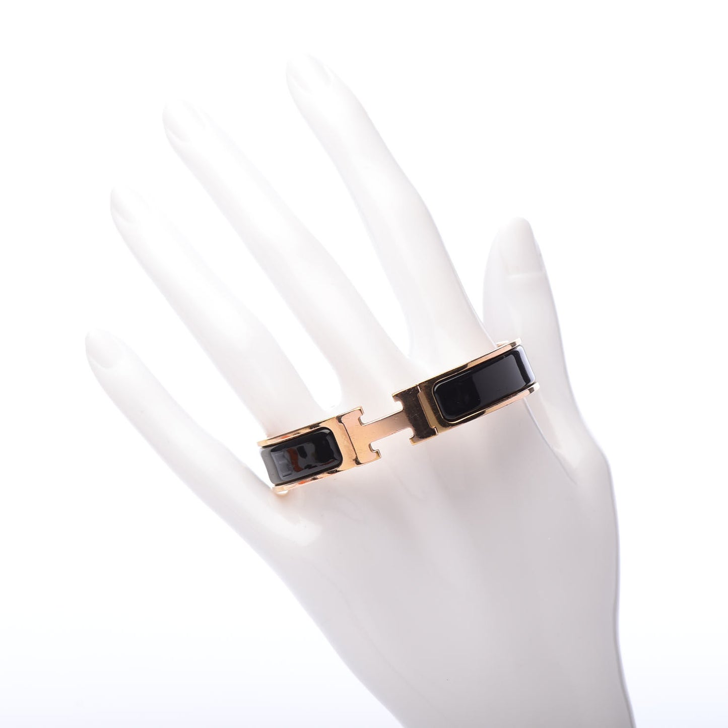 Enamel Narrow Clic Clac H Bracelet PM Black