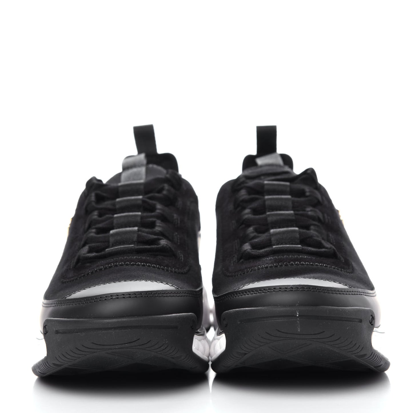 Velvet Calfskin Mixed Fibers CC Sneakers 38 Black