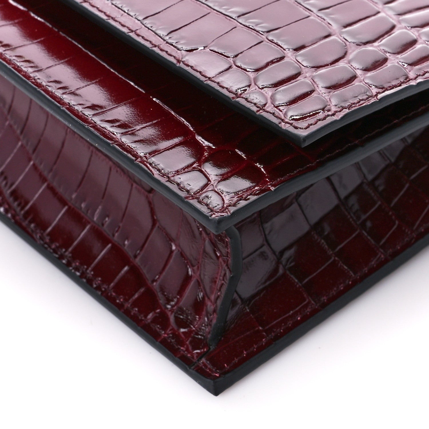 Alexander McQueen Calfskin Crocodile Embossed Skull Top Handle Bag Madder 10 of 11
