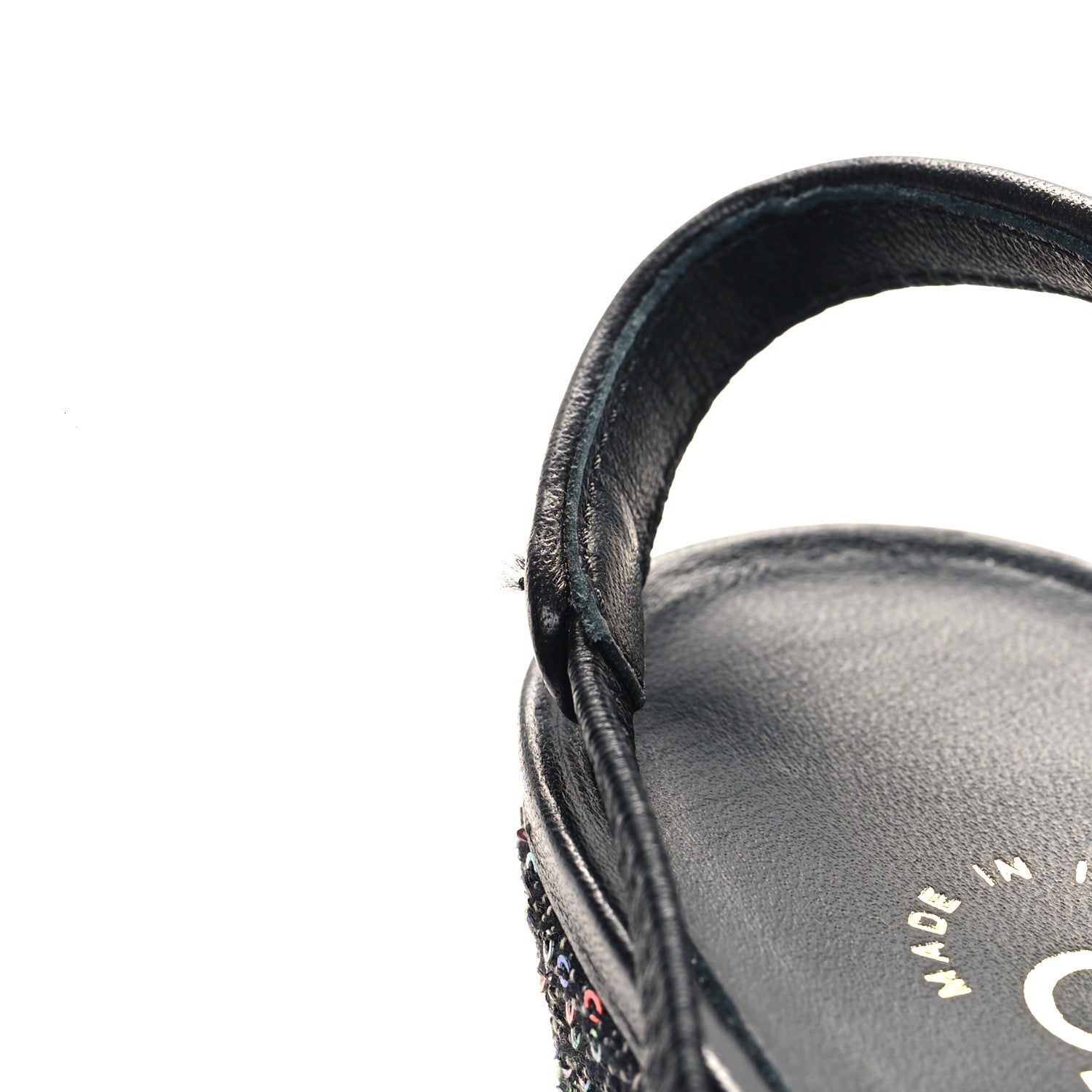 Chanel Glitter Grosgrain Cap Toe CC Slingback Pumps 41.5 Black Multicolor 9 of 10