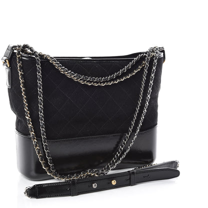Chanel Felt Calfskin Quilted Medium Gabrielle Hobo Black 3 of 11