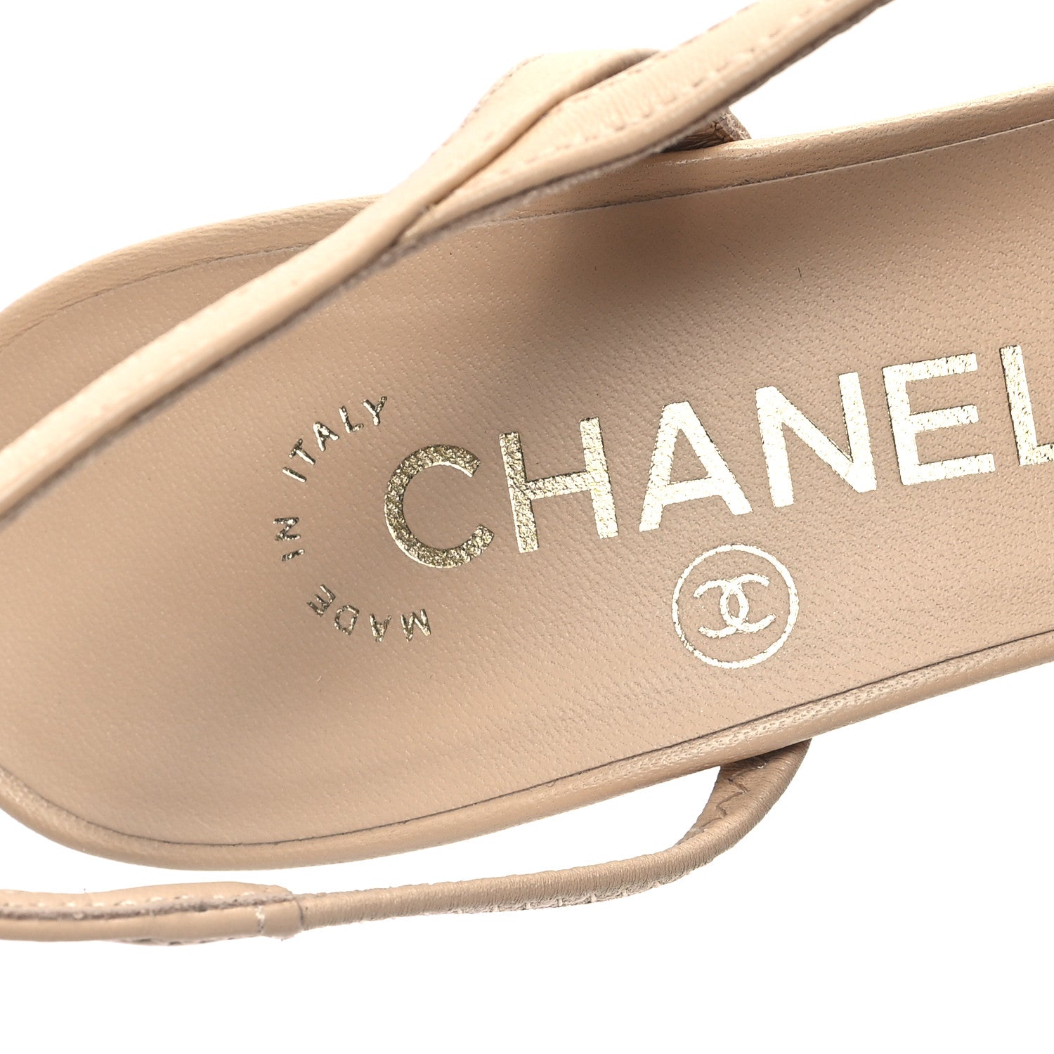 Chanel Lambskin Grosgrain Cap Toe CC Slingback Pumps 35 Beige Black 7 of 10
