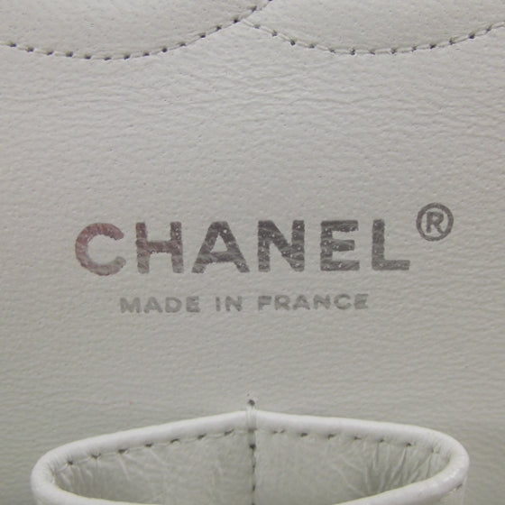 Caviar Quilted Medium Double Flap White