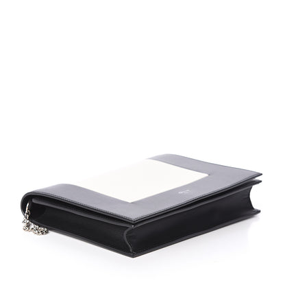 Celine Smooth Lambskin Frame Evening Chain Clutch Black White 3 of 7